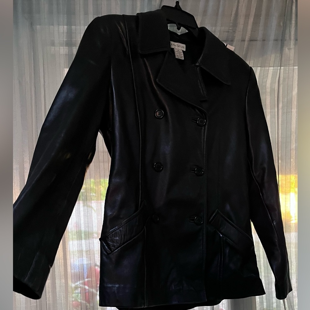 VINTAGE ANN TAYLOR Leather Blazer Jacket - Picture 3 of 7